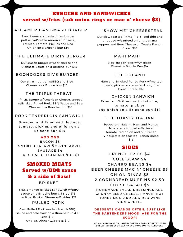 Boondocks Dive Bar-BQ Menu image 2